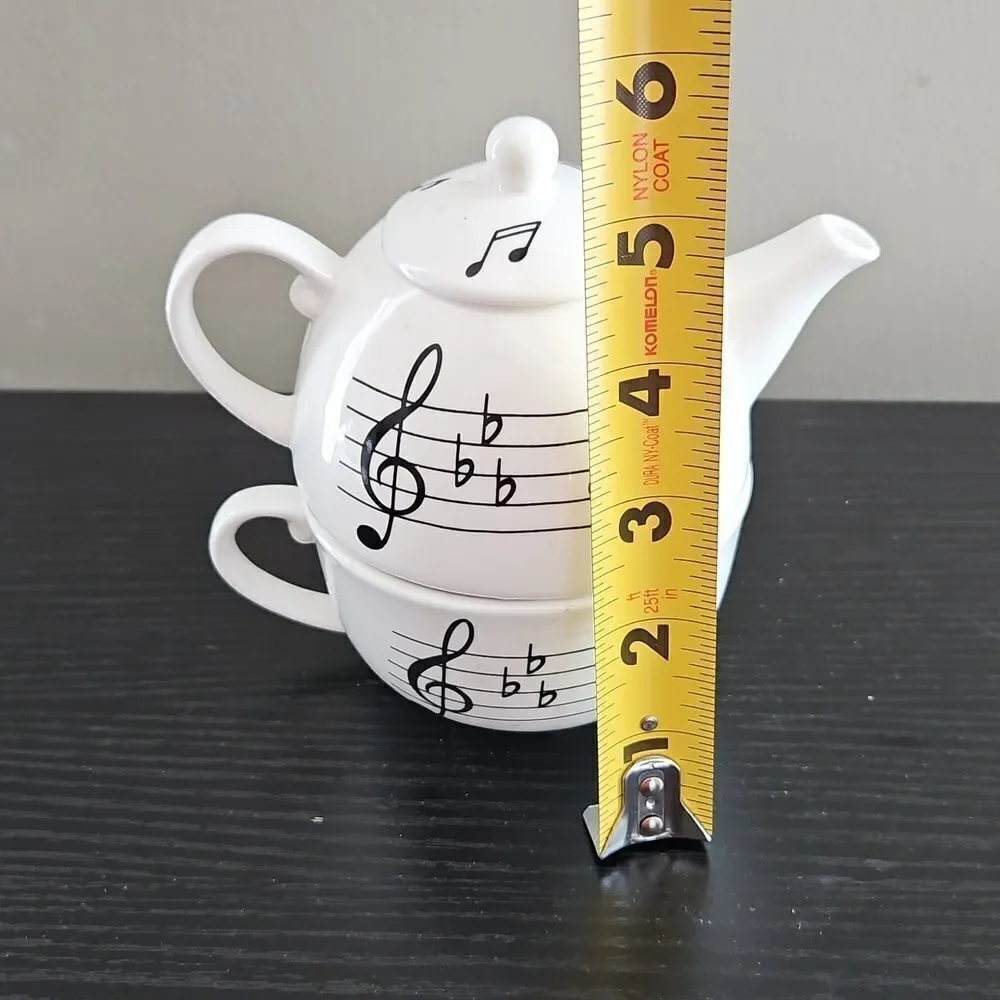 Vintage Musical Note Teapot and Cup Set